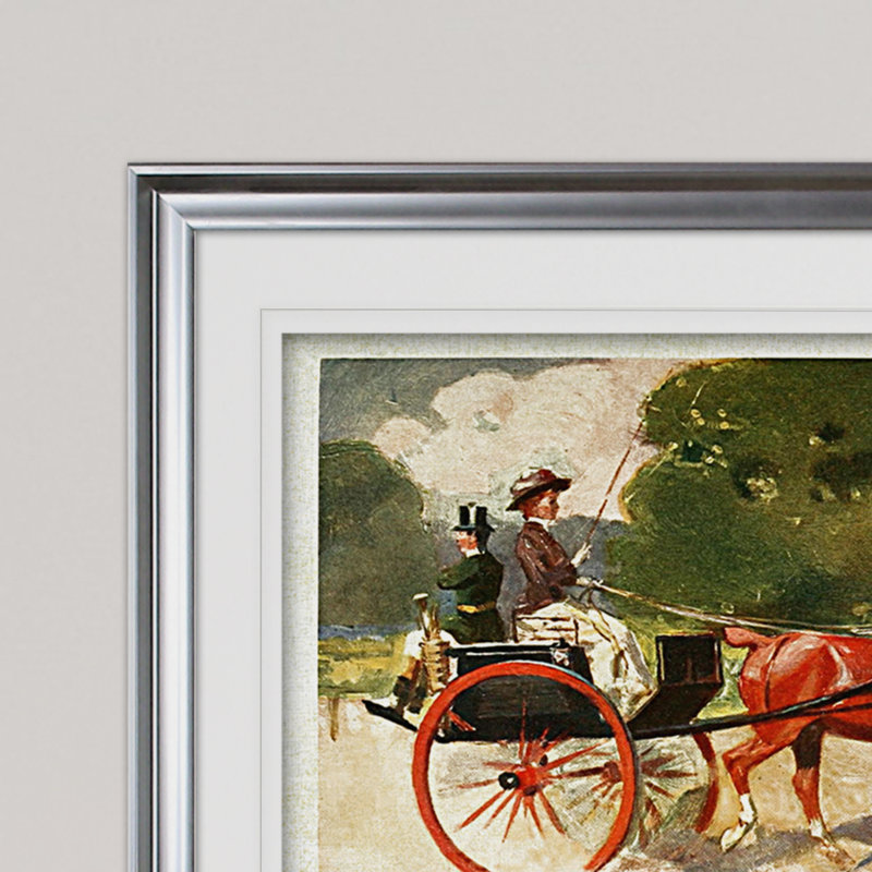 « cheval drawed coach alamy », impression, Cadre argenté, H 30 po x l 42 po x P 2 po, Pas de tapis