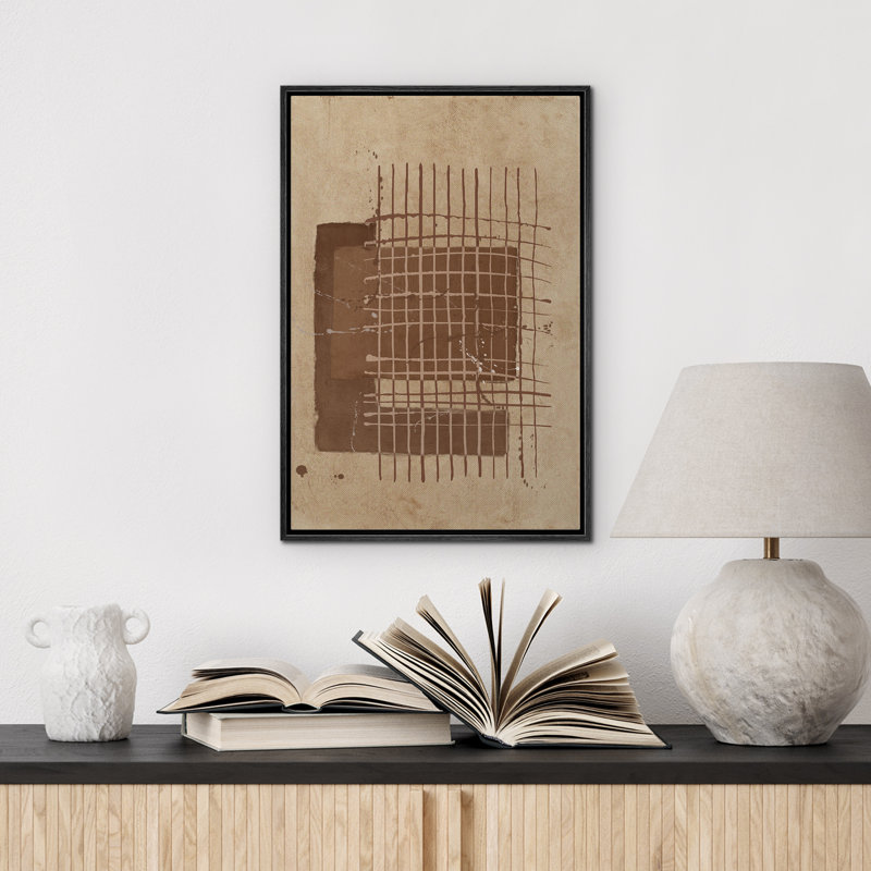 Brown Geometric Line Illustrations Rustic Abstract Shapes, Black, 24" H x 16" W
