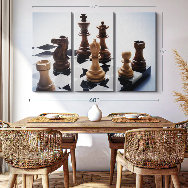 «P pièces On The Chess Board», art mural, H 36 po x l 57 po x P 1,25 po