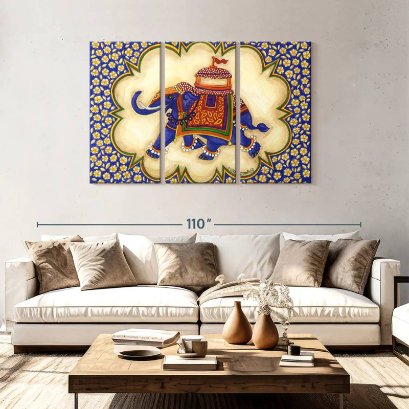 Brampt Elephant Cartouche Facing Left, 48" H x 74" W