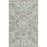 Agra Damask Handmade Tufted Wool Beige/Blue Area Rug