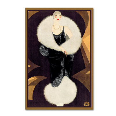 Wrapped Canvas Wall Art - Vintage Lavoie 'Fashion Women 28' Wall Art for Living Room, Bedroom, or Office Décor - 30x47