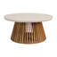 Table basse ronde avec plateau en pierre de lave / grc et base en teck-105735436