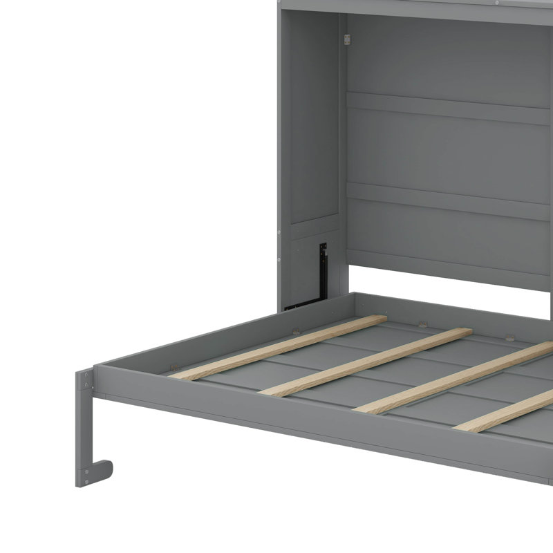 Lit escamotable double pleine grandeur, Gris, Lit double