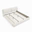 Lit plateforme en tissu bouclé de style crème, structure rembourrée en nuage doux avec pieds en bois massif-42640772
