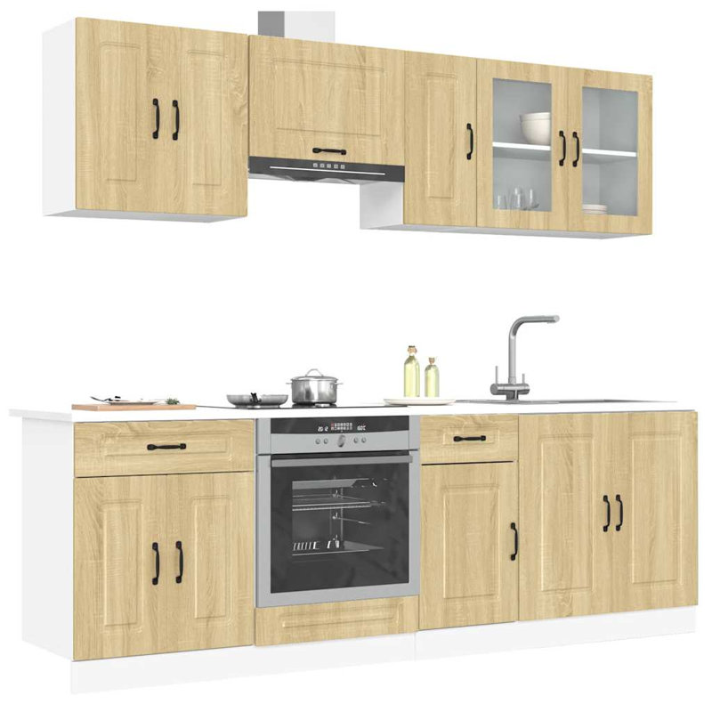 8 Piece Kitchen Cabinet Set Kalmar Engineered Wood, Sonoma Oak