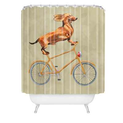 Coco de Paris Daschund on Bicycle Single Shower Curtain