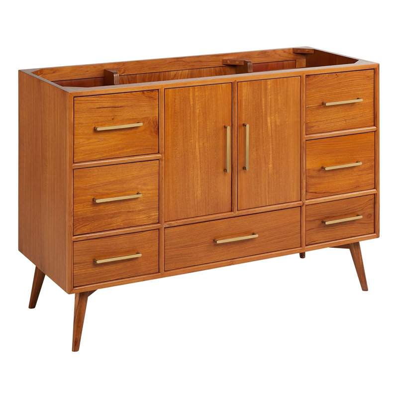 48" Novak Single Bathroom Vanity Set with Rectangular Undermount Sink, Natural Teak, Single-Hole Centered