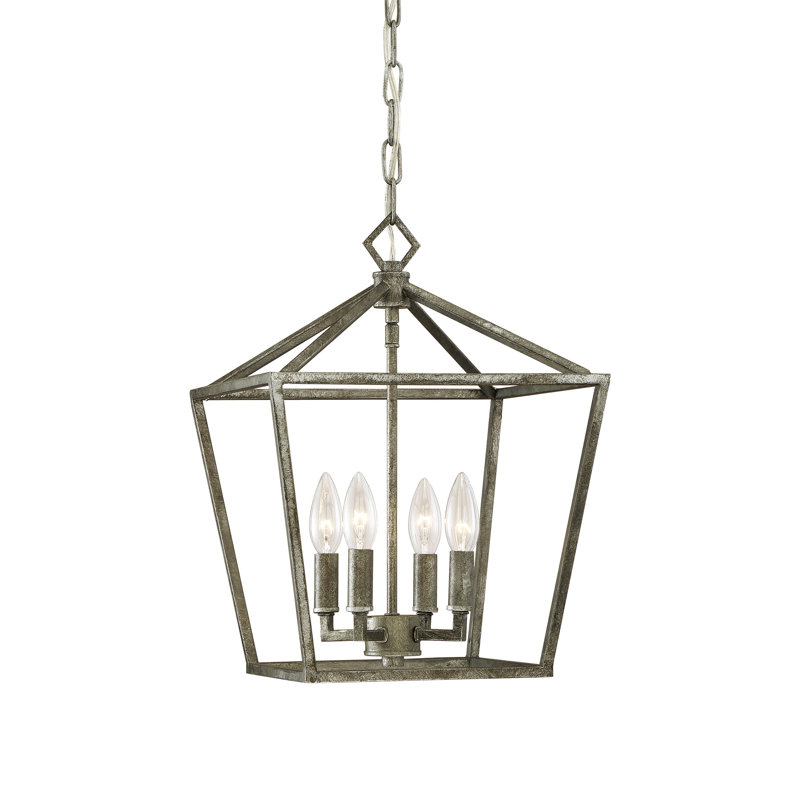 Lustre géométrique à 4 lumières Poisson, Argent argent, H 17 po x l 12 po x P 12 po