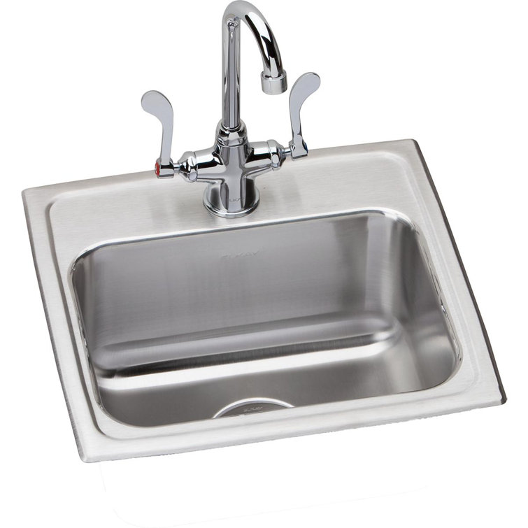 Lustertone 17" L x 16" W Drop-in Kitchen Sink with Faucet Kit