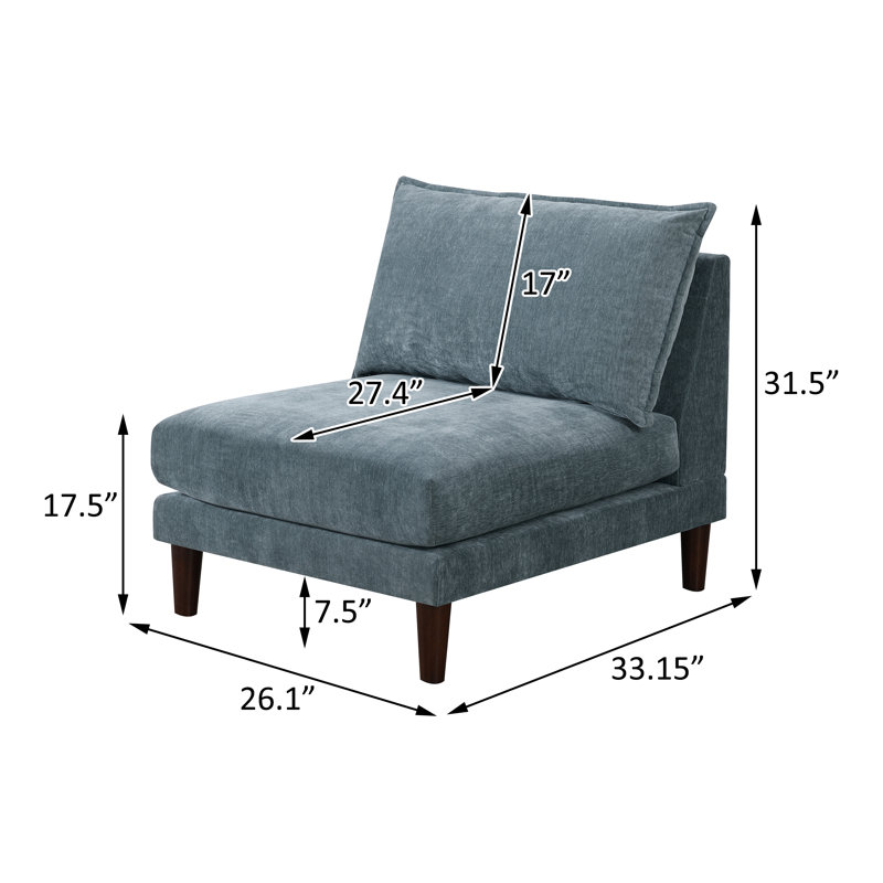 Chaise sans accoudoirs en tissu Cabery, Tissu sarcelle