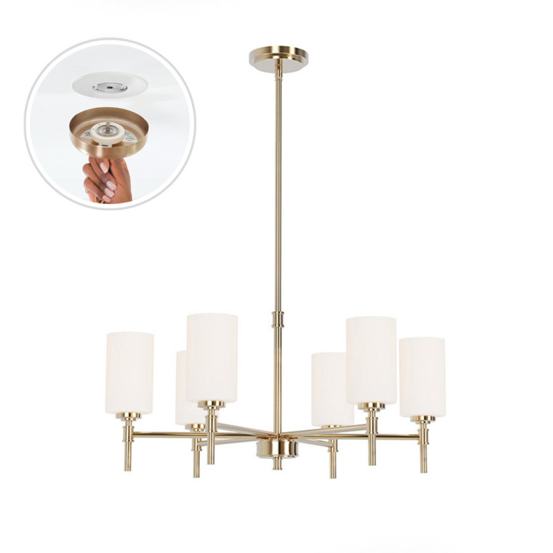 Wexton 6-Light 26.38” Wide Chandelier, Opal White, Plated Gold