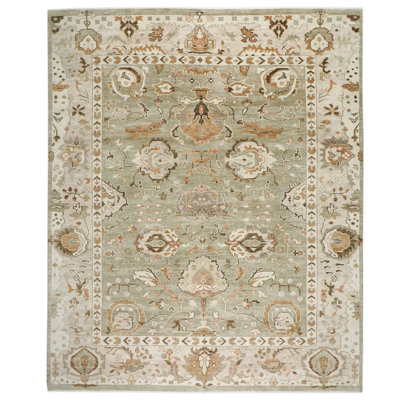 12x15 Hand Knotted Wool Sage,Green Oushak Arts & Crafts Rug