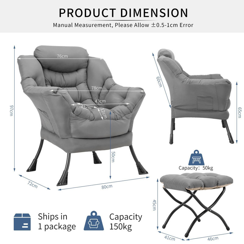 Upholstered Accent Chair, Dark grey