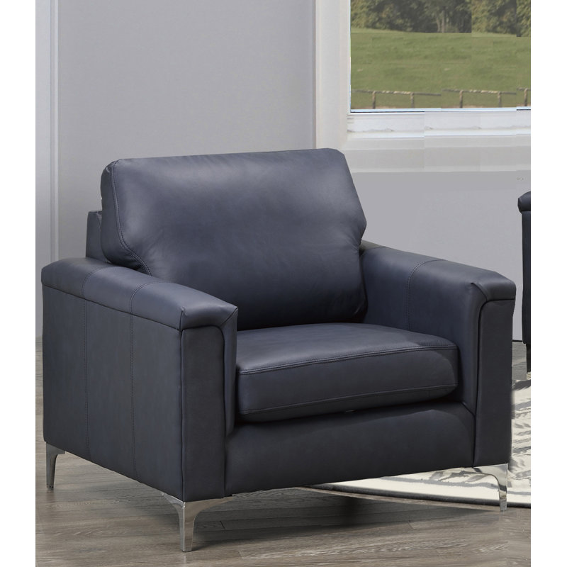 Fauteuil Karlysia, Assortiment de cuir bleu marine