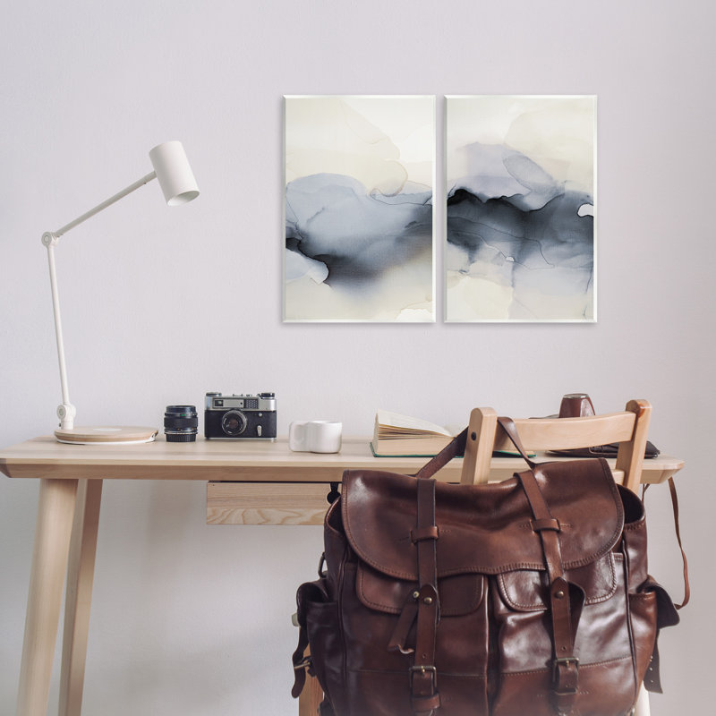 «Mysterious Abstract Obscure Watercolor», ensemble de 2 plaques murales par Kippi Leonard, H 19 po x l 39 po x P 0,5 po