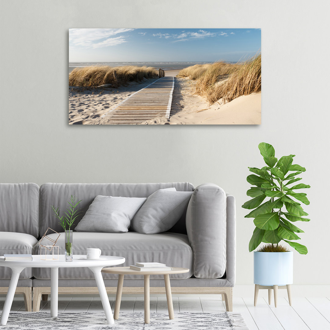 Leinwanddruck - Wandkunst - Prints On Canvas - 100X50 Image Picture Theme: Pfad auf Leinwand Der Strand