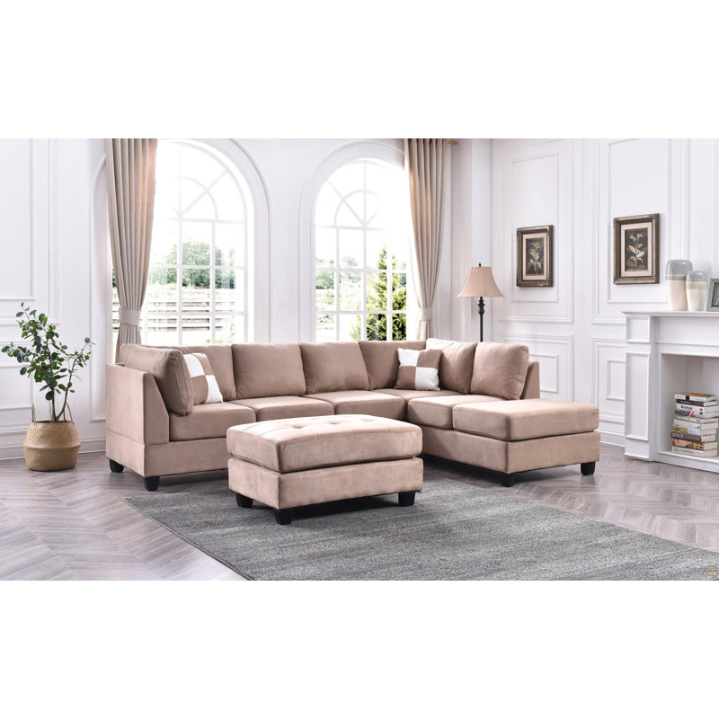 Sectional, Brown Fabric