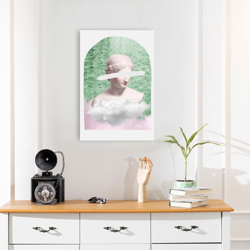 Paysage onirique classique et éthéré, architecture contemporaine abstraite, affiche murale, H 24 po x l 16 po