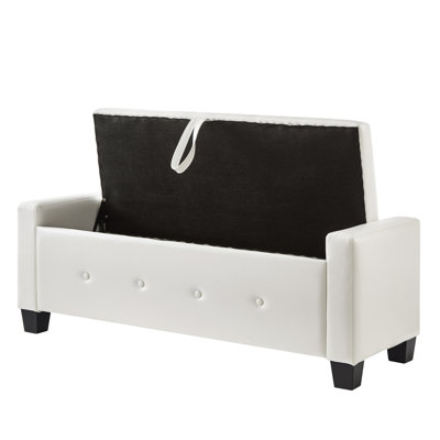 48" Ottoman Bench With Storage, Bench For Bedroom,Living Room,Hallway, Upholstered Tufted Faux Leather Pu Ottoman