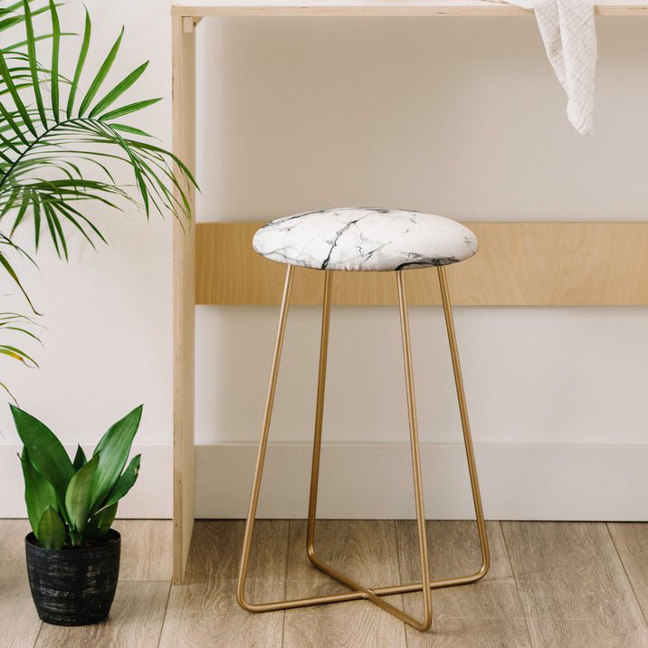 Tabouret de bar 25 po Marble, Noir / blanc
