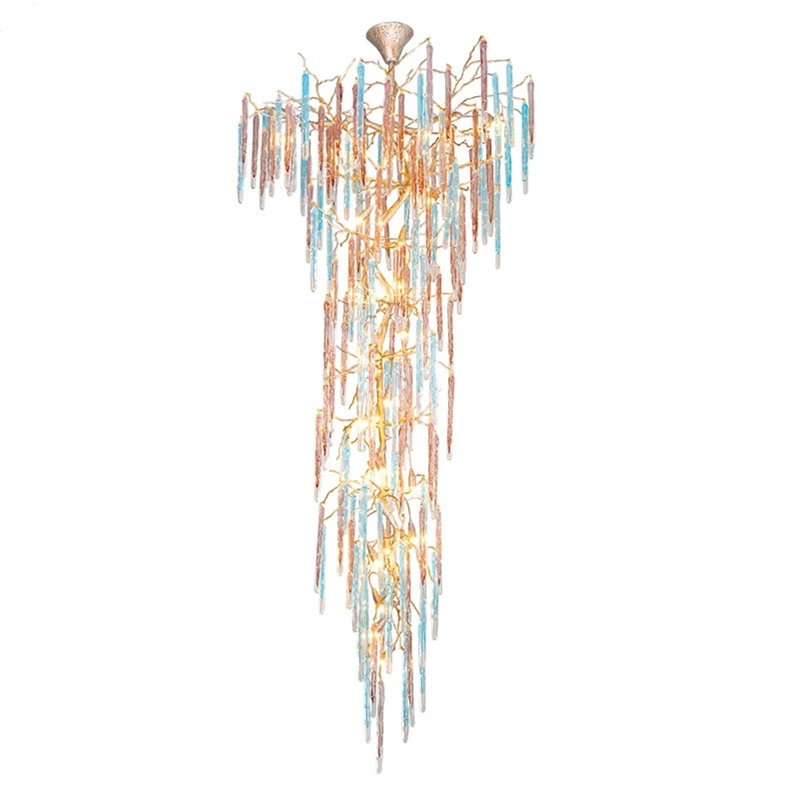 Lustre en verre glaçon branche d'arbre