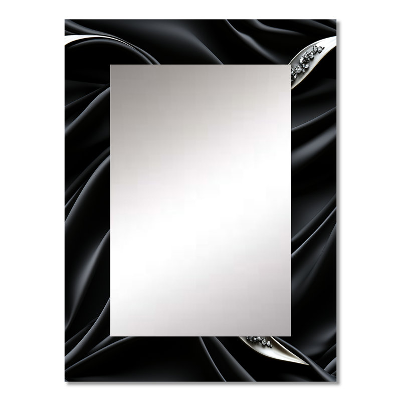 Deep Black Silver Elegance - Abstract Unique Wall Mirror, Abstract Mirror, Printed Metal Art, 32" x 24"