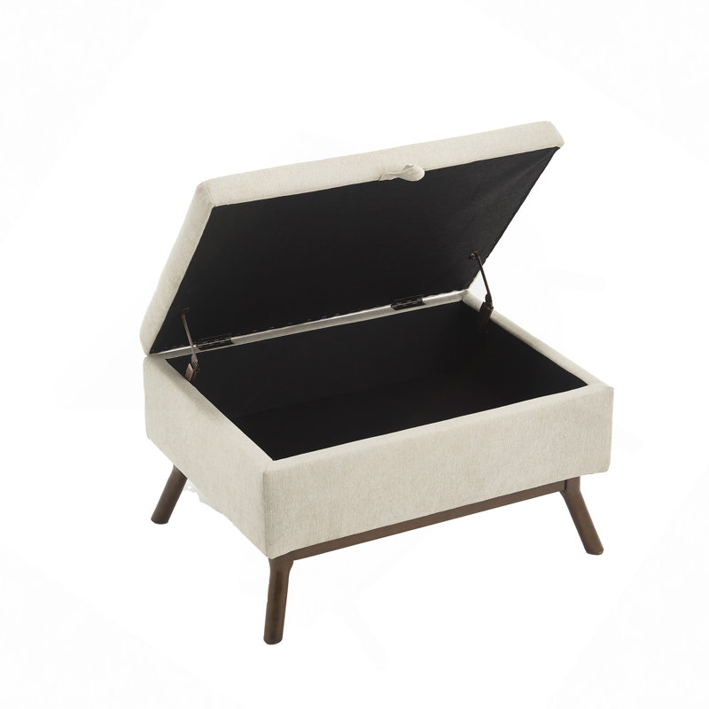 Storage Coffee Table,Ottoman, Beige Linen