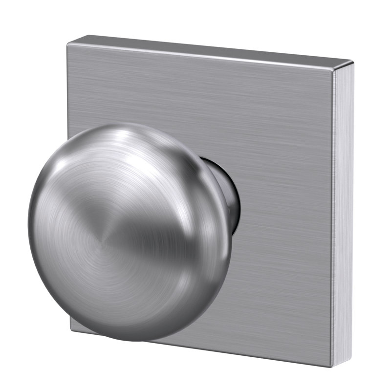 Plymouth Non-Turning Knob with Collins Trim, Satin Chrome