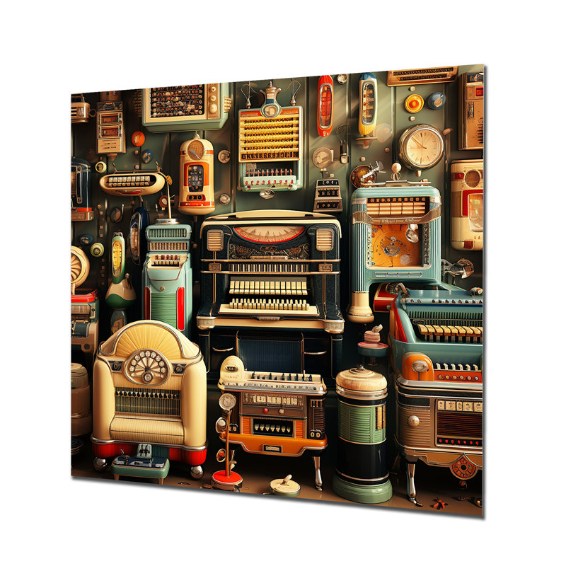 Nostalgic  Jukebox Tunes 5 - Jukeboxes Metal Wall Art, 16" H x 16" W