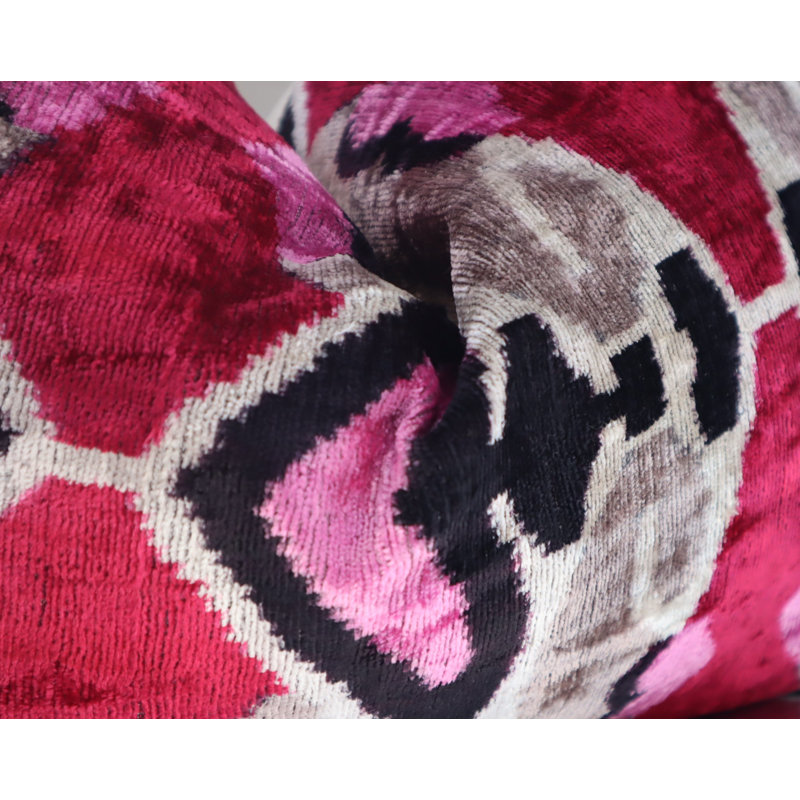 Velvet Rectangular Pillow Cover & Insert, Red Geometric Shapes