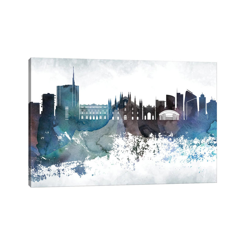 Milan Bluish Skyline by WallDecorAddict - Wrapped Canvas Print, 20.32cm H x 30.48cm W x 1.91cm D