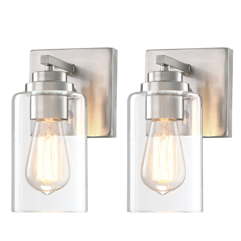 2 - Light Dimmable Bath Sconce, Brushed Nickel