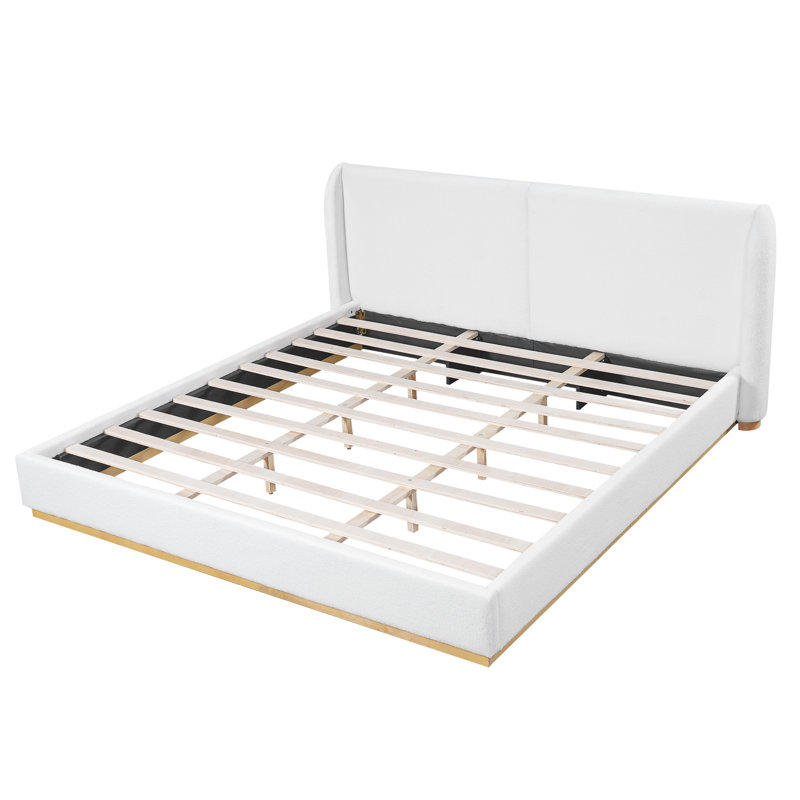Lit plateforme tapissier très grand avec base Modern Boucle, Très grand lit