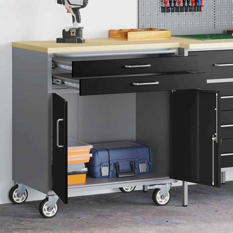 Workbench 75 X 45 X 85 Cm Powder-Coated Steel, Black