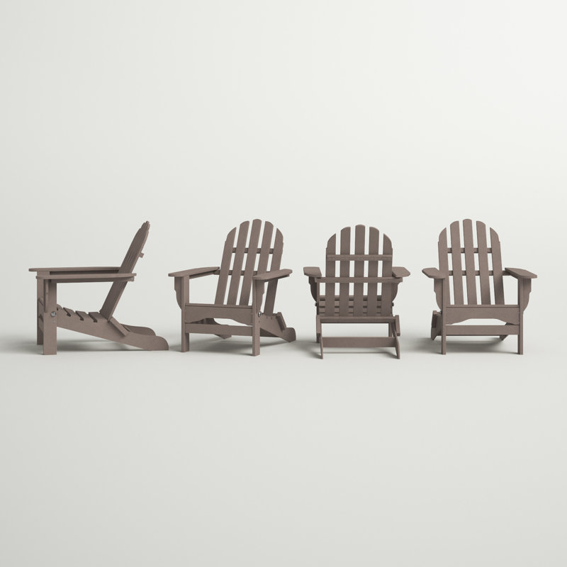 Leighton Foldable Outdoor Adirondack Set, Weathered Wood