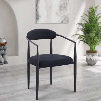 2 chaises de salle à manger de style moderne Mid-Century, rembourrées, pieds en métal noir pour la pièce 2, rembourrés de mousse, pieds élégants courbés