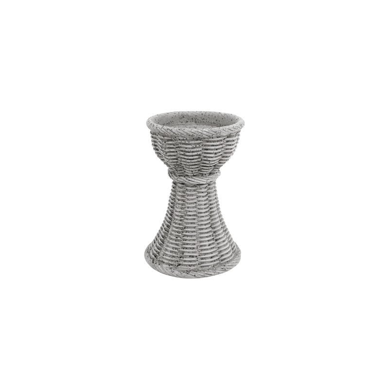 Medium Gray Ceramic Woven-Texture Candlestick