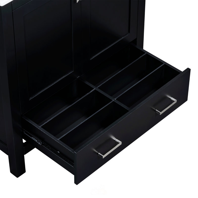 Meuble-lavabo noir 30 po avec lavabo simple
