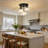 3-Light Semi Flush Mount Ceiling Light, Modern Matte Black Crystal Fixture For Kitchen, Entryway & Bedroom-798157025
