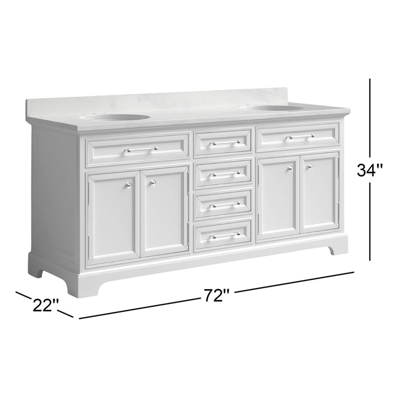 Derby 72'' W Double Vanity, Pure White, 72"