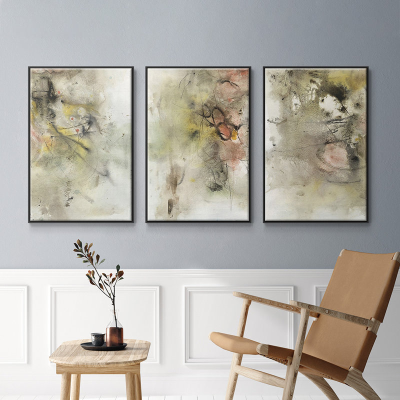 «Soft Inspiration I», ensemble de 3 toiles encadrées, Noir, H 27 po x l 54 po