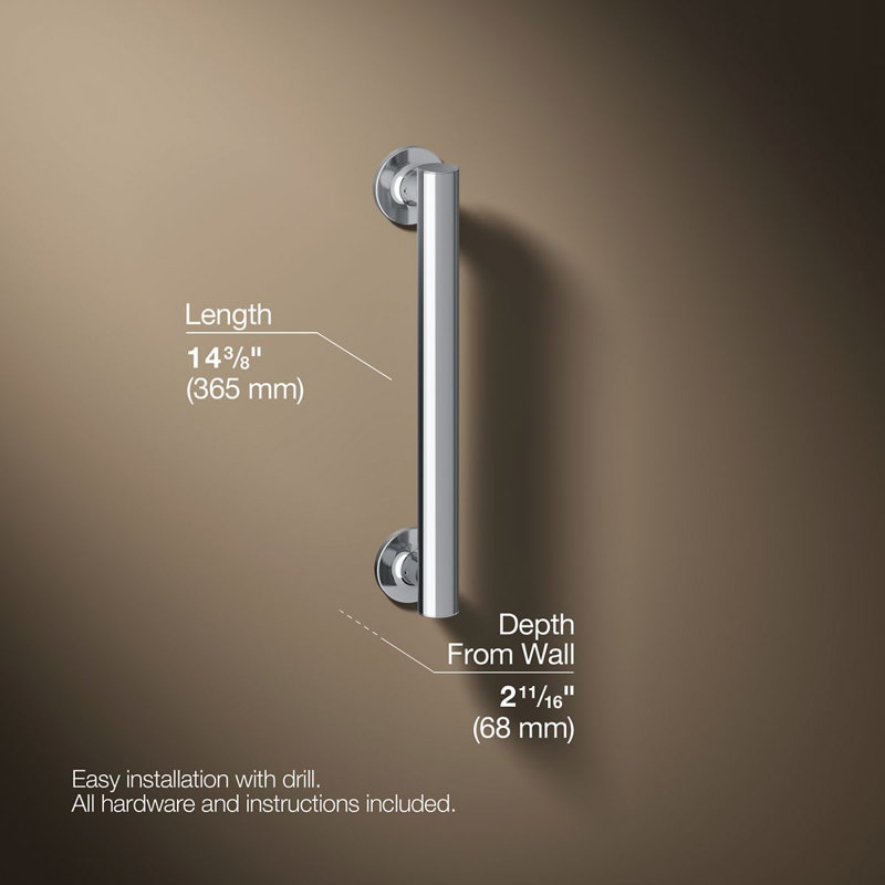 Purist® Grab Bar, Polished Stainless, 12"W