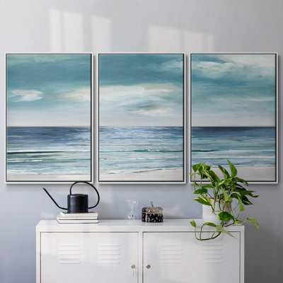 "Blue Silver Shore", reproduction sur toile 3 pièces