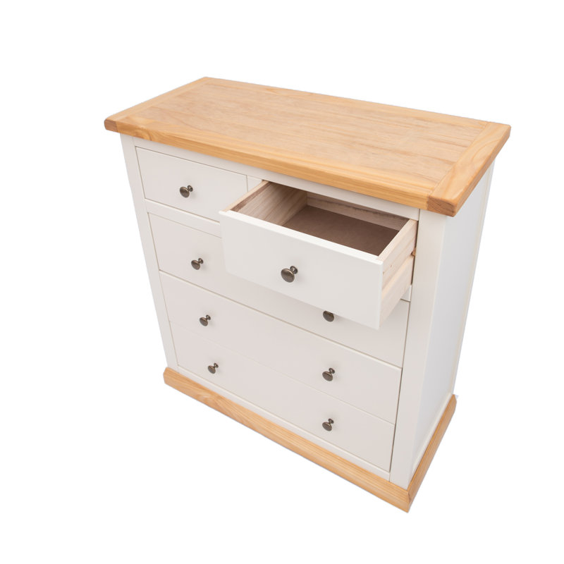 Netherton 90cm W 5 - Drawer Chest of Drawers, White/Brown