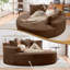 Fauteuil d'appoint rond surdimensionné de 180 cm, fauteuil lounge Cloud en velours côtelé avec coussins de dossier moelleux, fauteuil-lit une place extra large pour salon ou chambre à coucher-596548272