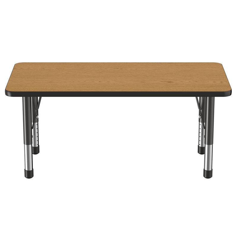 Table d'activité rectangulaire à hauteur réglable en forme de T, 24 po x 48 po, Gris / rouge / noir, Épais
