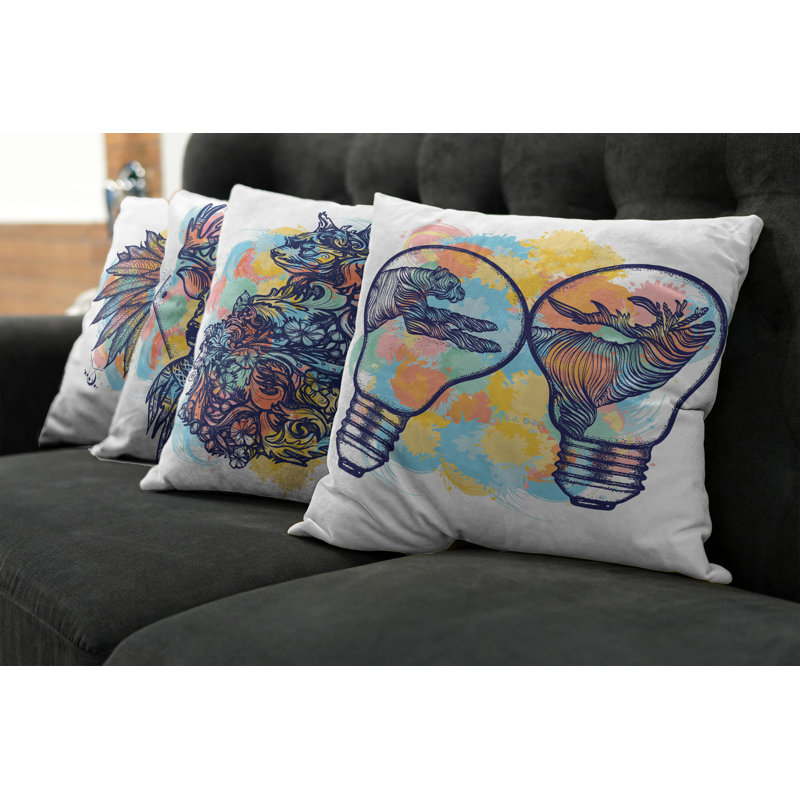 Ensemble de housse de coussin 4 pièces cerf avec tigre et crâne, 24" X 24"
