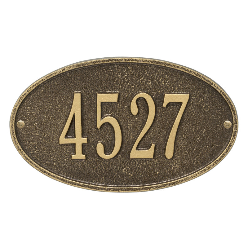 Plaque d'adresse murale ovale 1 ligne, Laiton antique, Oui