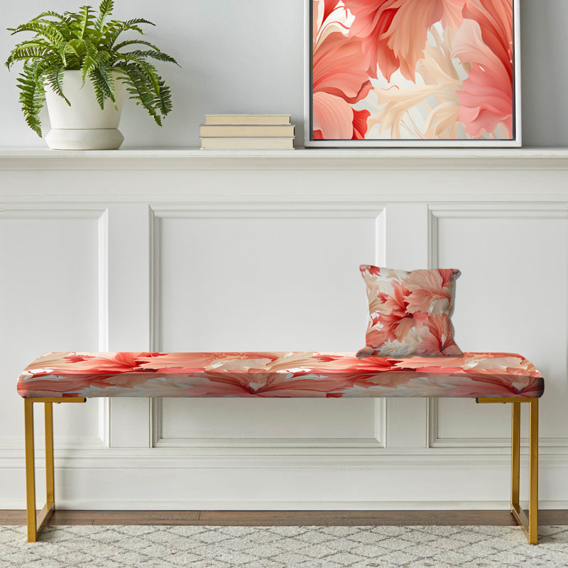 Tropical Whisper - motif tropical IV - banc rembourré doré